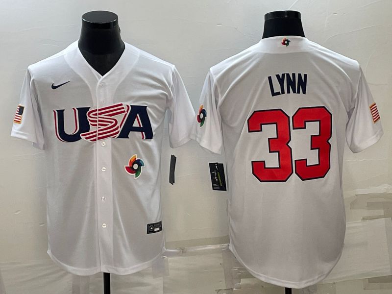 Men 2023 World Cub USA #33 Lynn White Nike MLB Jersey9